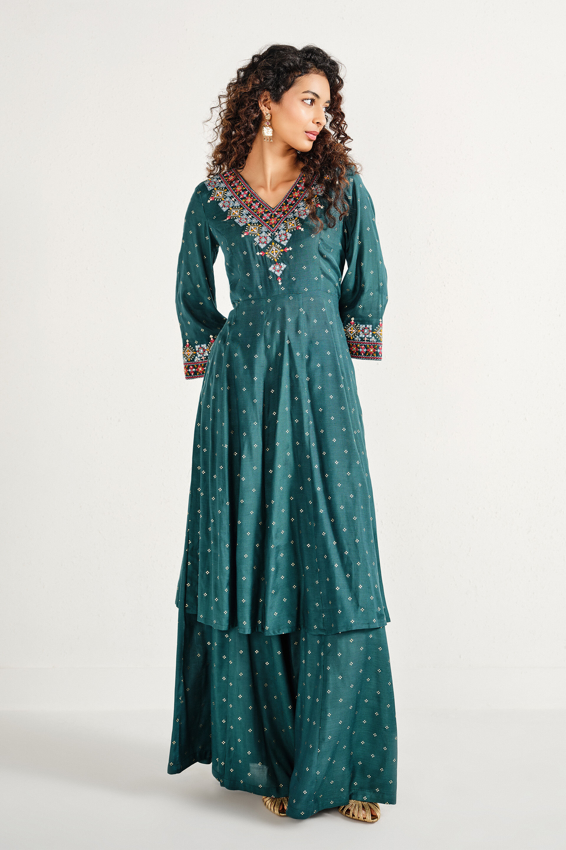 Anahita Teal Kurta Set, Teal, image 5